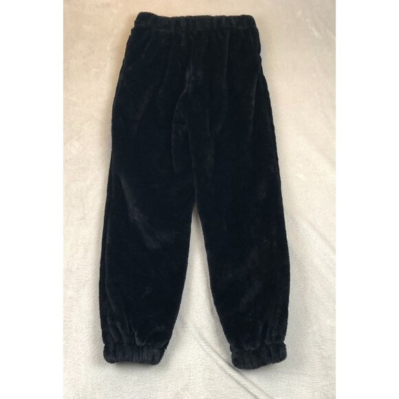 No Boundaries Girls Plush Jogger Pants Small Black Fuzzy Drawstring Cozy Casual - Picture 14 of 15